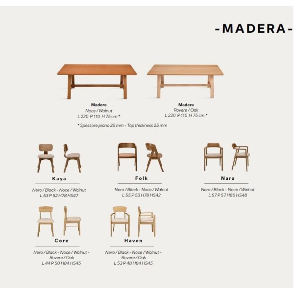 Tрапезна маса Madera, колекция Plana