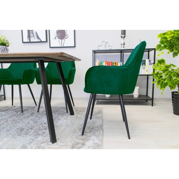 Стол LUGO - зеленo кадифе / черни крака