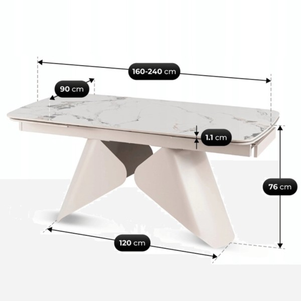 Маса Разтегателна VERONA 160-240 cm Бял Мрамор/Кашмир