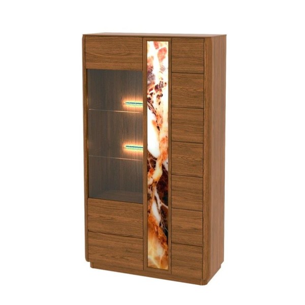 Витринен шкаф с две врати и осветление, колекция Jantar C Panel