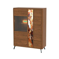 Витринен шкаф с бар секция и осветление, колекция Jantar N Panel