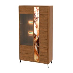 Витринен шкаф с две врати и осветление, колекция Jantar N Panel