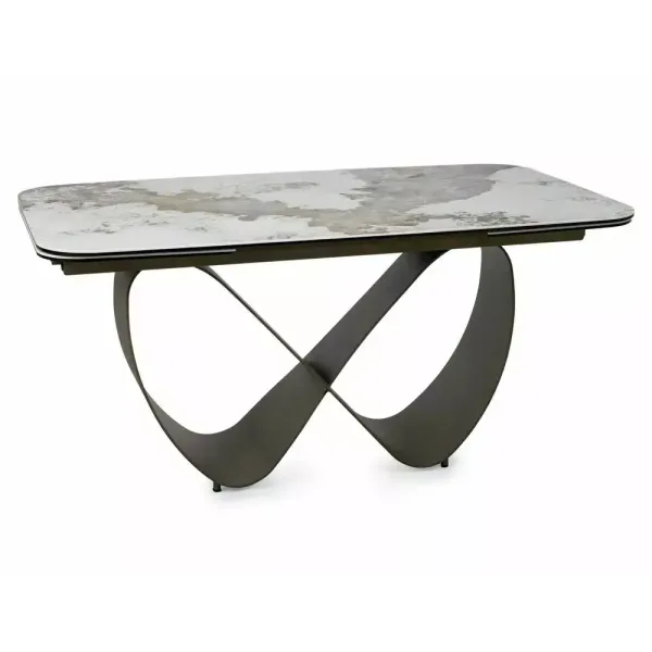 Разтегателна маса Infinity Ceramic с медна основа и плот в бял гланц