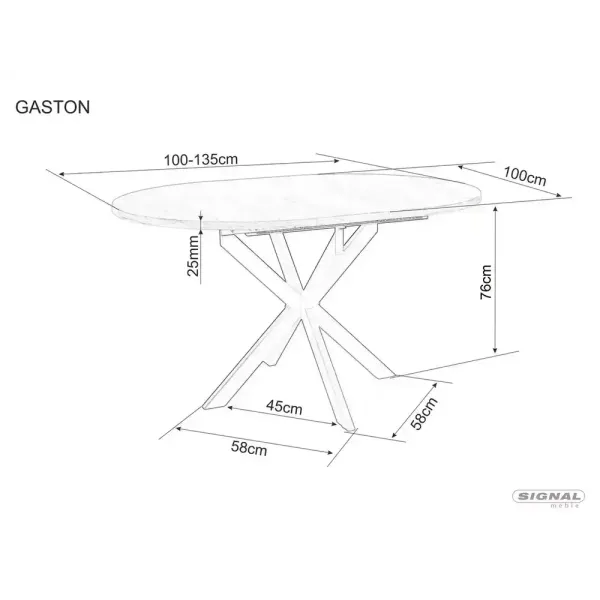 Разтегателна трапезна маса Gaston Ceramic 100 с черни крака и плов в сив мат