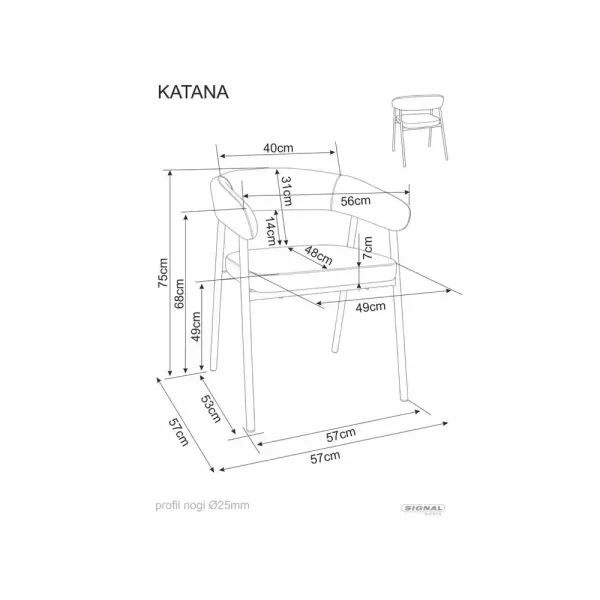 Трапезен стол Katana Сив с черни крака