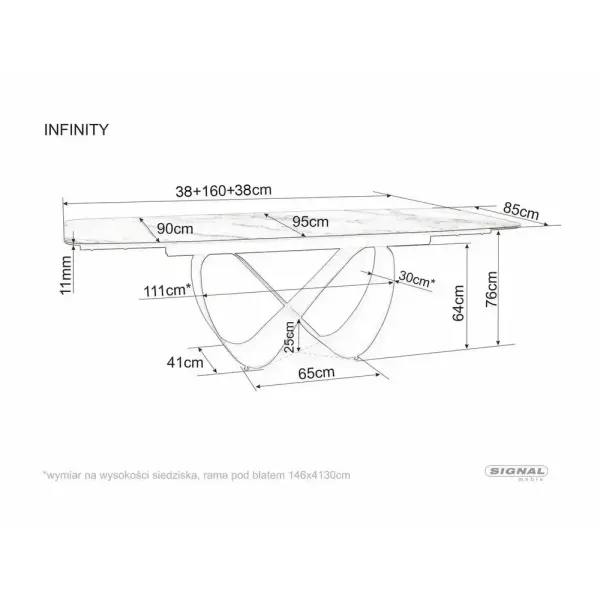Разтегателна маса Infinity Ceramic с кашмирена основа и плот в бежов мат