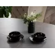 Разтегателна трапезна маса Porto Ceramic с черна основа и плот в тъмносив мат