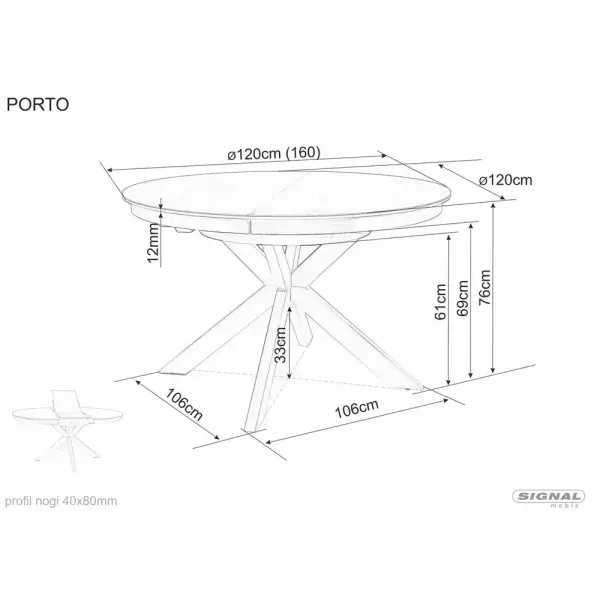 Разтегателна трапезна маса Porto Ceramic с черна основа и плот в тъмносив мат