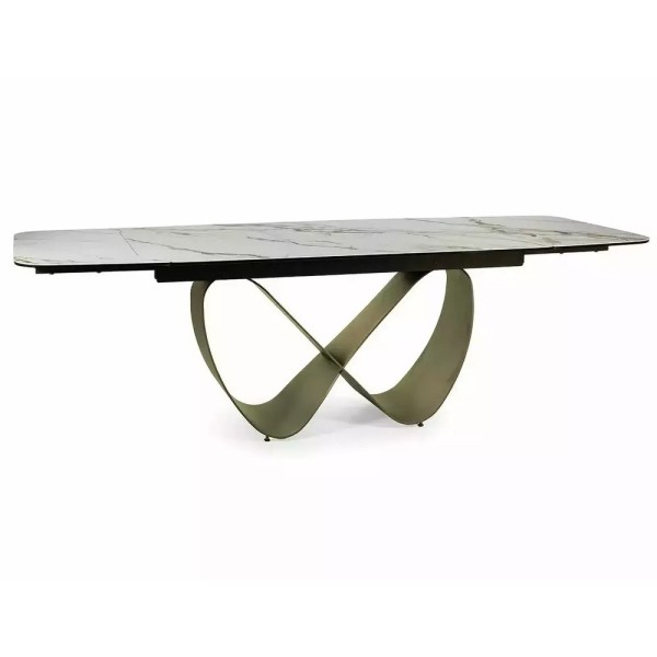 Разтегателна маса Infinity Ceramic с медна основа и плот в бял гланц